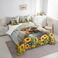 thumbnail image 3 of Feelyou Brown Highland Bull Bedding Comforter Set 7pcs for Child, Rustic Sunflower Queen Bedding Sets, Farmhouse Cartoon Animal Reversible Queen Sheet Sets, Super Cozy Room Decor, 3 of 7