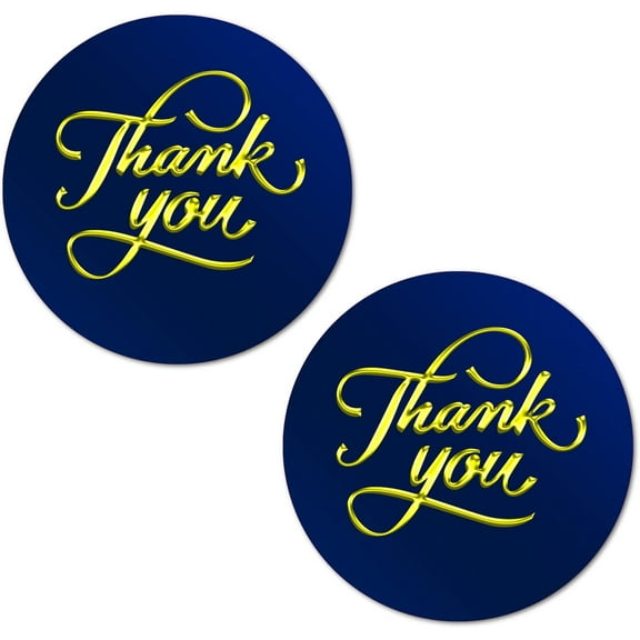 40 Thank You Stickers, 2 Inch Big Round Glossy Labels, Great for Weddings, Bridal Shower, Engagement Party, Birthday, Baby Shower, Party Favors Décor, Tags, Games and Supplies (Blue)