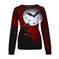 thumbnail image 5 of HKEJIAOI Chemise d'Halloween pour Femmes Manches Longues Col Rond Imprimé Graphique Décontracté Célébration d'Halloween Haut Rouge-A2, 5 of 5
