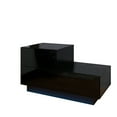 thumbnail image 6 of IVV Wooden LEDs Nightstand with 2 Storage Drawers, Step-Shaped Bedside Table for Bedroom, Living Room, Black, 6 of 7