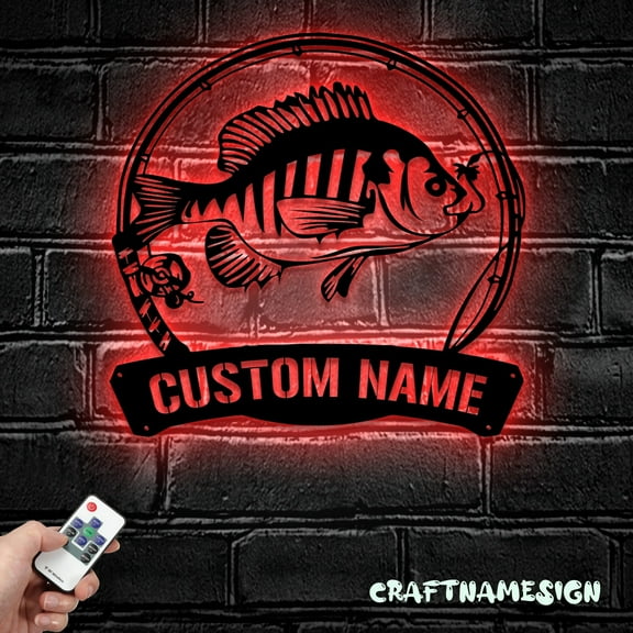 Craftnamesign Custom Bluegill Fish Fishing Metal Sign LED Light, Fishing Sign, Fishing Decor