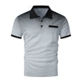 thumbnail image 5 of Penkiiy T-Shirts à Pois Dégradés pour Hommes Col Rabattu Bouton Sport Manches Courtes Col Rabattu Mode Décontractée L Gris, 5 of 5