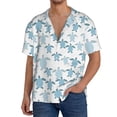 thumbnail image 3 of Xecao offers the Hand Drawn Turtle for Men's Casual Short-sleeved Shirt, a button-up collared shirt with a pocket, perfect for beach vacations and yacht travel in the 3X-Large size., 3 of 7