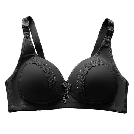 BYHONG French Plus Size Thin Anti Sag Shrink Bra Gathering No Ring Middle Old Man Mom Bra Women s Lingerie Black D