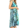 thumbnail image 4 of Sakkas Magy Women's Casual Summer Sleeveless Loose Tank Dress Tie-dye Floral Print - OliveGrey - One Size, 4 of 5