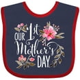 thumbnail image 3 of Inktastic Our First Mother's Day- Pink Flowers Boys or Girls Baby Bib, 3 of 4