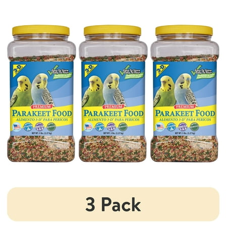 (3 pack) 3-D Pet Products Premium Parakeet Food, 5.0 lb. Stay Fresh Jar