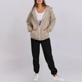thumbnail image 2 of UAMVSH Hoodie Sweatsuits Sets for Women Basic Long Sleeve Hooded Jackets with Pockets Soft Sweatpants Tracksuits Full Zip up 2 Piece Outfits(Large,Beige 1), 2 of 7
