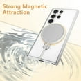 thumbnail image 2 of Dteck with Tempered Glass Screen Protector Magnetic Case for Samsung Galaxy S25 Ultra Mag-Safe TPU+PC Clear Case with Camera Lens Protector Stand Shockproof Electroplated Cover,Silver, 2 of 8