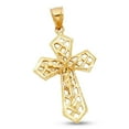 thumbnail image 1 of Solid Crucifix Pendant 14k Yellow Gold Jesus Cross Charm Diamond Cut Polished Genuine 32 x 23 mm, 1 of 1