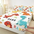 thumbnail image 3 of Manfei Cartoon Dino Full Size Sheets 4pcs for Kids, Cartoon Dinosaur Bed Sheets, Wild Animal Sheet Sets, Super Cozy Room Decor, 3 of 7