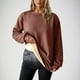 thumbnail image 4 of Qucoqpe - Camiseta de manga larga con cuello redondo para mujer, sudadera cálida de invierno con forro polar, blusa informal de color liso, talla 3XL, color café, 4 of 8
