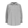 thumbnail image 4 of Inleife Women 2025 Fine Striped Smocked Cuffed Shirts Long Sleeve Collared Blouse With Pocket, 4 of 6