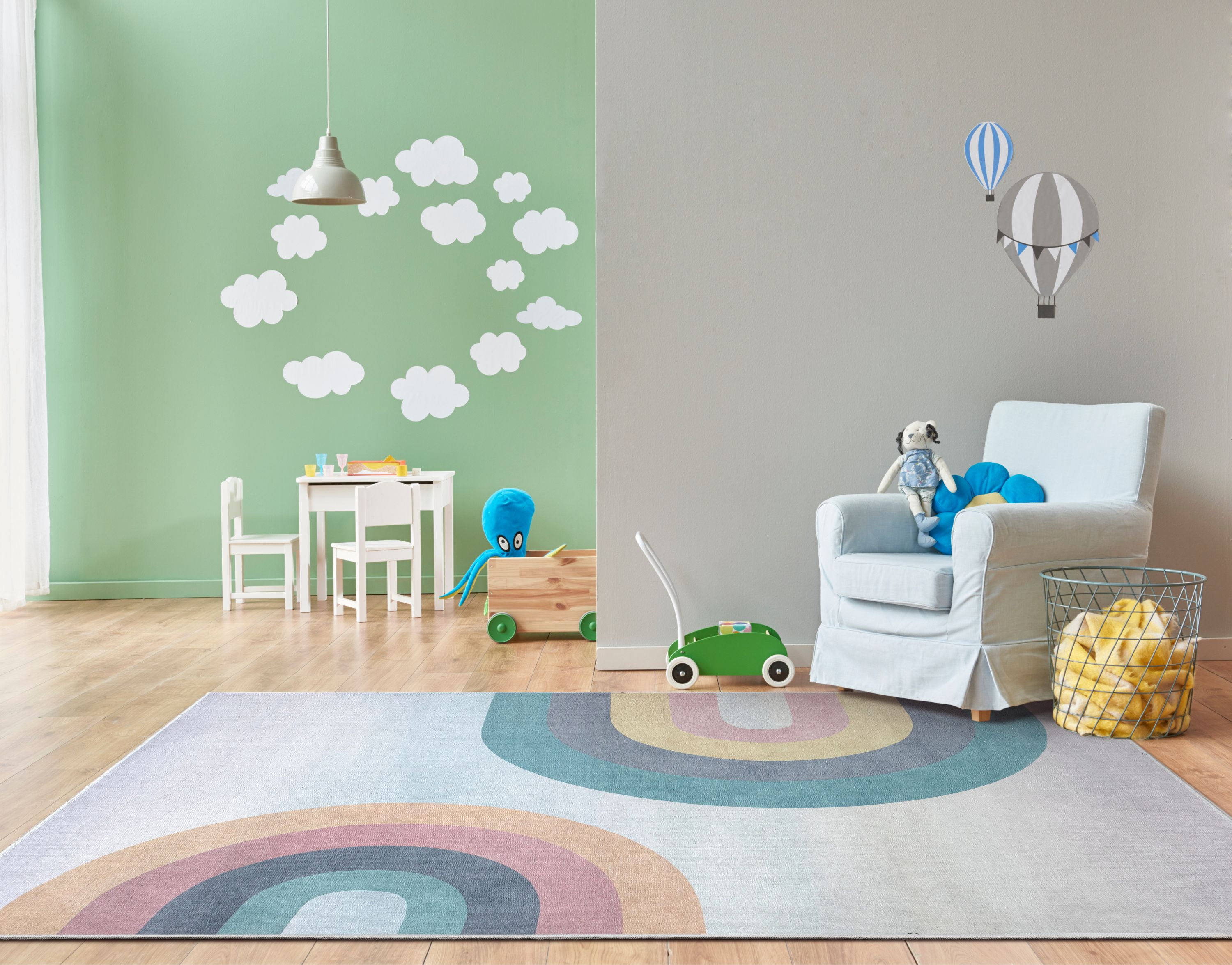 Well Woven Kids Rugs Kaleidoscope Rainbow Modern Multi Color Printed Distressed Machine Washable 3'3" x 5' Area Rug