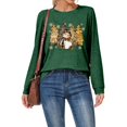 thumbnail image 5 of Telankuip Womens Crew Neck Long Sleeve Christmas T-Shirts Merry Christmas Leopard Plaid Tree Graphic Tee Tops 2025 Fashion Cute Snowman Printed Soft Cozy Pullover Tshirts Green L, 5 of 6