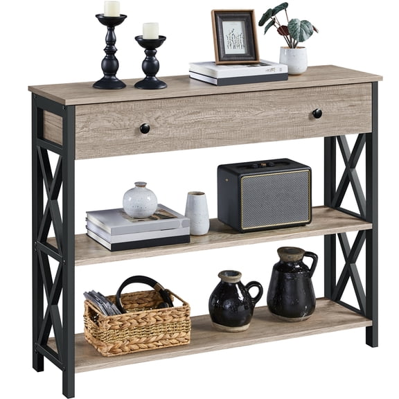 Yaheetech 2-Tier Console Table for Living Room, Gray