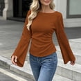 thumbnail image 5 of SAWOBUUN Womens Bell Long Sleeve Ribbed Knit Tops Boat Neck Y2k Going Out Tops Slim Fit Trendy Fall Winter Outfits, 5 of 5
