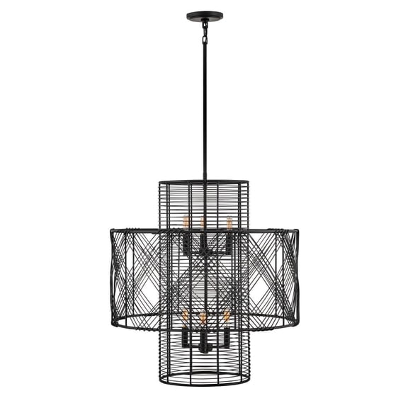 41065BLK Hinkley Lighting Nikko - 6 Light Medium Multi-Tier Chandelier in Transitional-Coastal Style - 26 Inches Wide by 27.75 Inches High-Black