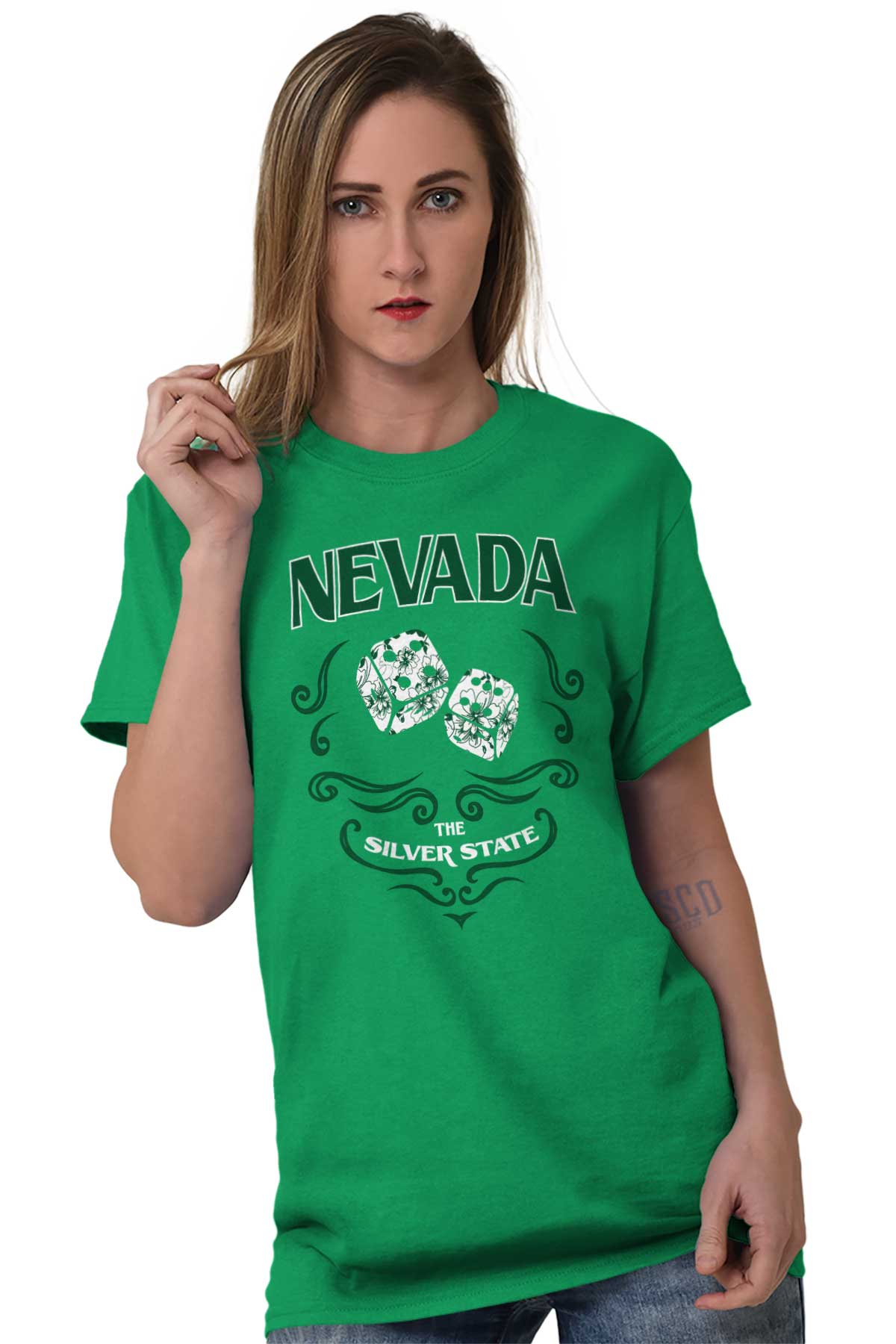 Cute Nevada Lucky Dice Floral NV Women's Graphic T Shirt Tees Brisco Brands 3X - image 4 of 6