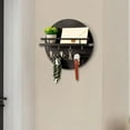 thumbnail image 4 of Wooden Wall Mounted Entryway Organizer | Round Shelf with Hooks for Keys Sunglasses & Small Items | Black Natural Wood Storage Rack 30x30cm | Multi-Functional Home Decor, 4 of 6