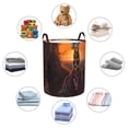 thumbnail image 4 of Fuzoiu Tree Hollow Meditating Giraffe Print Circular Hamper,Laundry Basket with Handle,Collapsible Laundry,Dirty Clothes Storage Basket,for Bedroom Bathroom Dorm Living Room-Medium, 4 of 6