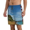 thumbnail image 2 of Kdxio Lighthous Pattern Mens Casual Shorts - Drawstring Summer Beach Sports Shorts for Men, 2 of 5