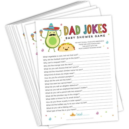 50 Pack Fiesta Baby Shower Games, Fun Dad Joke Game, Great for Baby Shower, Baby Sprinkle, or any Party!