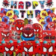 thumbnail image 2 of Serie SpiderMan, vajilla para fiesta de cumpleaños, pancarta desechable, adorno para tarta, bandera colgante, globos de Spiderman, decoración de cumpleaños, 2 of 3