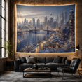 thumbnail image 6 of Indigo Winter Cityscape Across a Snowy River, Mystical Digital Art for Architecture Fans, Night Skyline Decor, Christmas Gift, Tapestry Wall Hanging for Studio and Den, 6 of 7
