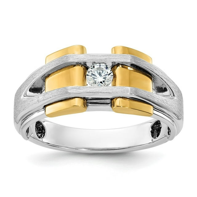 Diamond2Deal 14K Bague Complète en Or Bicolore pour Hommes 1/5 cttw Diamant Taille 10