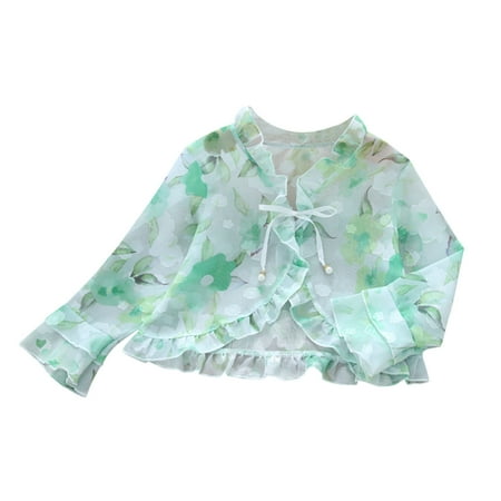 

Kids Toddler Little Girls Princess Floral Flowers Sun Long Sleeve Cardigan Lace Bowknot Coat Girls Jackets Size 16