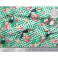 thumbnail image 2 of Soimoi Green Rayon Fabric Floral & Toucan Bird Fabric Prints by Yard 56 Inch Wide, 2 of 3