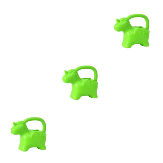 Decodeary Gardening Water Pot Compact And Portable Cartoon Animals Shape Convenient Handle green Pony 3Set