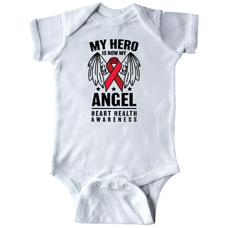 

Inktastic Heart Health Awareness My Hero is Now My Angel Gift Baby Boy or Baby Girl Bodysuit