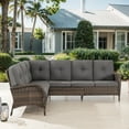 thumbnail image 2 of POCASSY Outdoor Sectional Sofa, L Shaped Sectional Couch with All Weather Wicker and Olefin Fabric Cushion Cover, 2 Pieces Sectional Sofa Ideal for Porch in Gray, 2 of 8