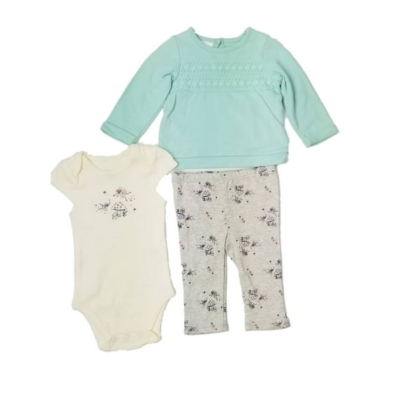 Infant Girls Baby Mint Shirt Mushroom Fairy Body Suit & Pant Outfit Set 6-9M