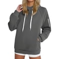 thumbnail image 5 of VISALY Hoodies Pullover Drawstring Sweatshirt Women's Autumn and Winter Fashion Plus Size Sweatshirt Casual Sweaters Women Hoodies Pullover Business Casual Sweater Dark Grey S, 5 of 8