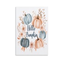 Fall Pumpkins Hello Pumpkin Vintage Retro Poster Wall Art Decor Print Hello Pumpkin Vintage Fall Canvas Prints Wall Art for Home Pet Kids Wedding Bedroom Wall Art Canvas Print 16x24inch