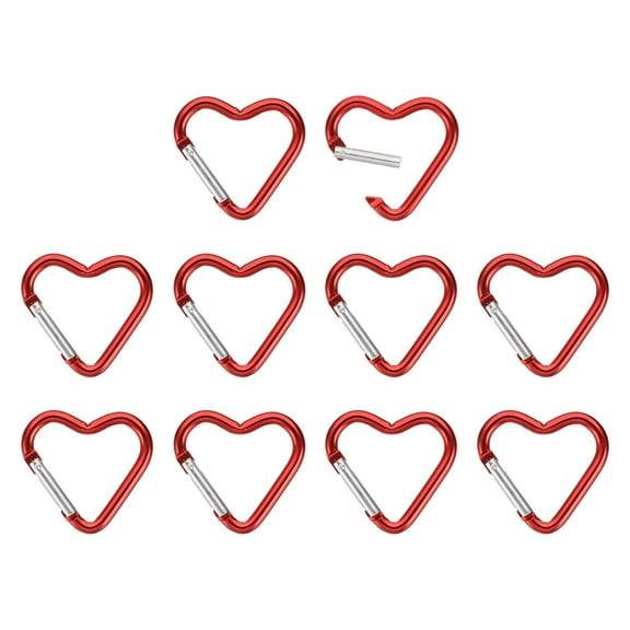 Uxcell Heart Shape Snap Hook, Aluminum Alloy Heart-Shaped Keychain Clip Spring Key Holder for Camping Fishing Hiking Red