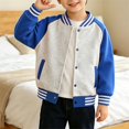 thumbnail image 5 of GiLiling Boys Girls Baseball Jacket School Uniform Fleece Coats Lightweight Jackets Kids Preppy Trendy Tops Long Sleeve Causal Coat (Blue, 6-12 Months), 5 of 6