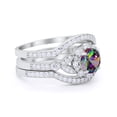 thumbnail image 2 of Three Piece Round Band Ring Bridal Set Rainbow CZ 925 Sterling Silver Size 10, 2 of 4