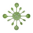 thumbnail image 2 of Yuarrent Cubiertos Cocina Reloj de pared Estilo moderno Cuchara Relojes Utensilios de cocina Movimiento silencioso Campana Cuarzo Sala de estar Decoración del hogar Verde, 2 of 6