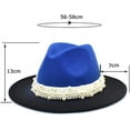 thumbnail image 2 of LINLIN Panama Hats Classic Wide Brim Fedoras Dress Hat for Women Men Felt Panama Flat Top Jazz Cap, 2 of 2