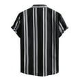 thumbnail image 4 of Camisas Deportivas Hombre Camisa informal de verano para hombre, blusa con estampado de rayas, manga corta, cuello vuelto, botón, camisa de , Top (Black, XL), 4 of 6