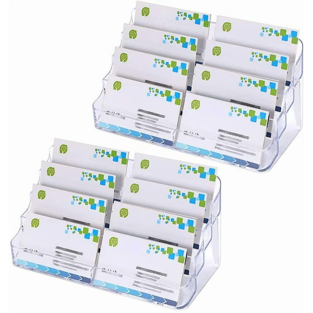 2Pcs 8 Pockets Acrylic Business Card Holder Stand Clear Boardgame Cards Holder Desktop Countertop Acrylic Card Filling Display