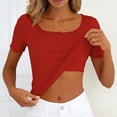 thumbnail image 6 of QGJZVUNL Womens Summer Tank Tops with Built In Bras Casual Short Sleeve Ribbed Knit Shirts Size M, 6 of 7