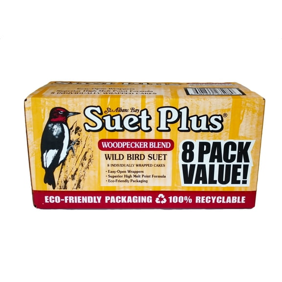 Suet Plus Woodpecker Blend Suet 8 Pack | Bird Suet Variety Packs | 11 oz. Bird Suet Cakes pack of 8