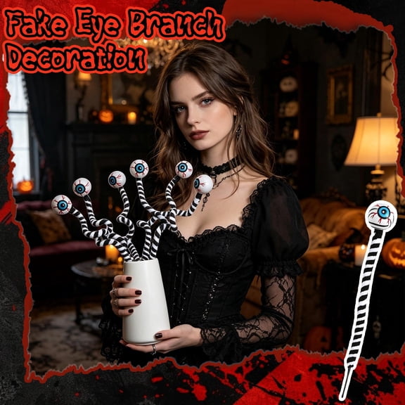 6 Pcs Halloween Eyeball Picks, Black White Spiral Eyeball Stick Decor, Halloween Party Decorations Indoor, Spooky Branch Decoration Stems for Door Tree Vase
