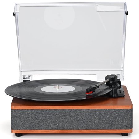 Udreamer Vinyl Record Player with Speakers & 3-Speed and Wireless Bluetooth Vintage Audio Turntables | Gray