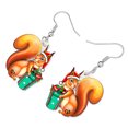 thumbnail image 3 of NEWEI Christmas Day Acrylic Cute Squirrel Earrings Santa Hat Cartoon Squirrel Dangle Jewelry For Women Charms Holiday Party Christmas Gifts, 3 of 6